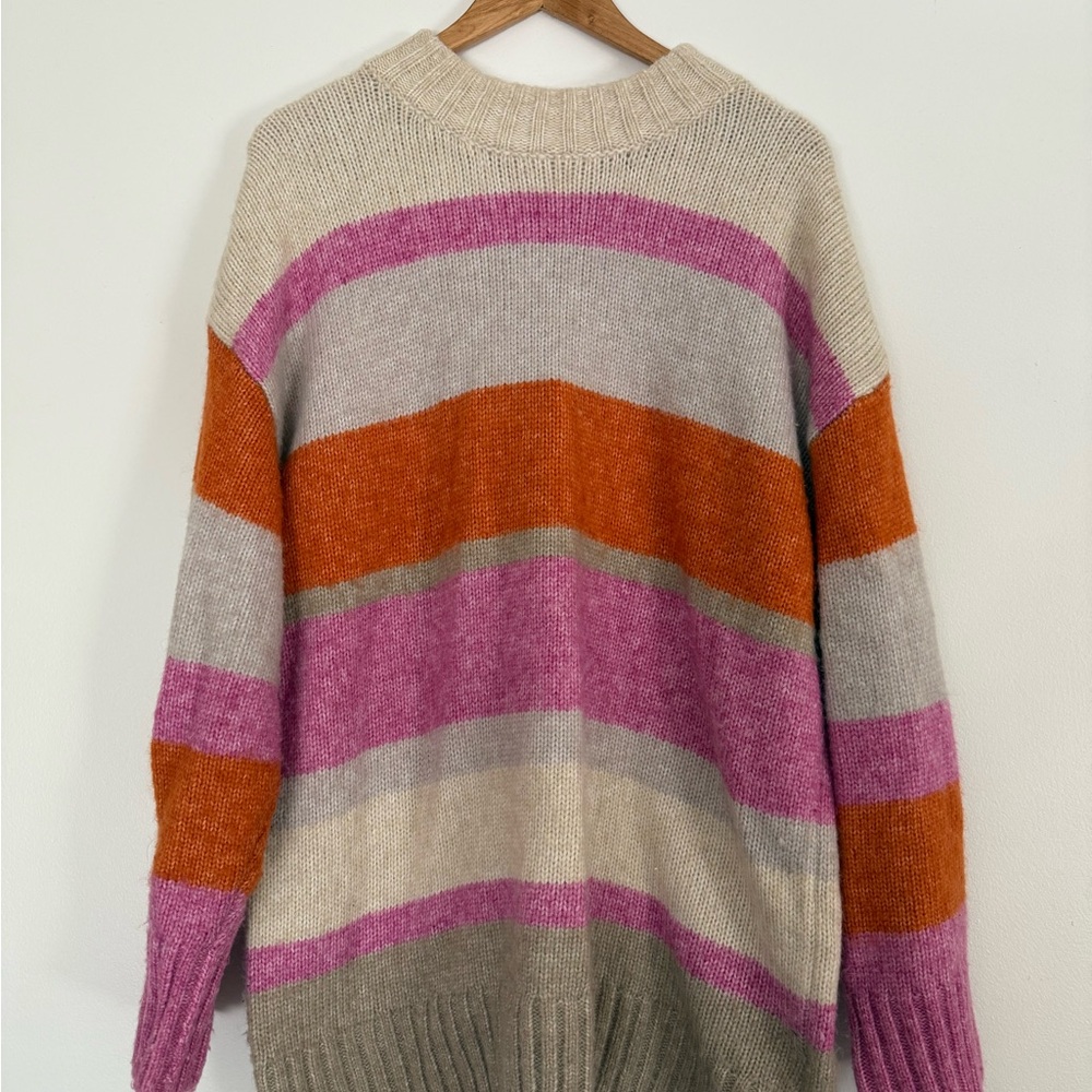 H&M Women's Sweater in Orange, Pink, and Cream Stripes